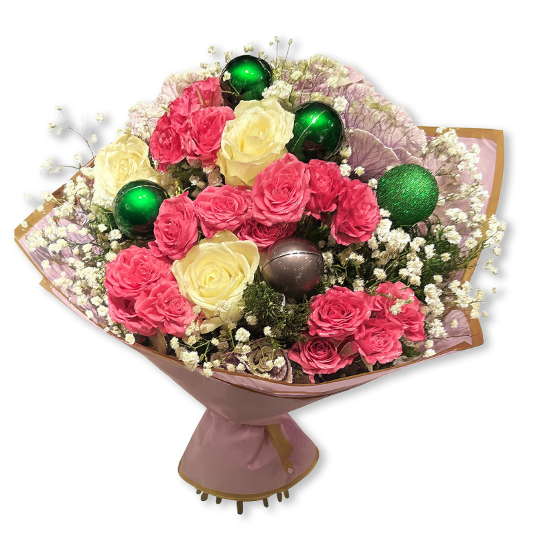 BEYAZ GÜL PEMBE GÜL SÜS TOPU