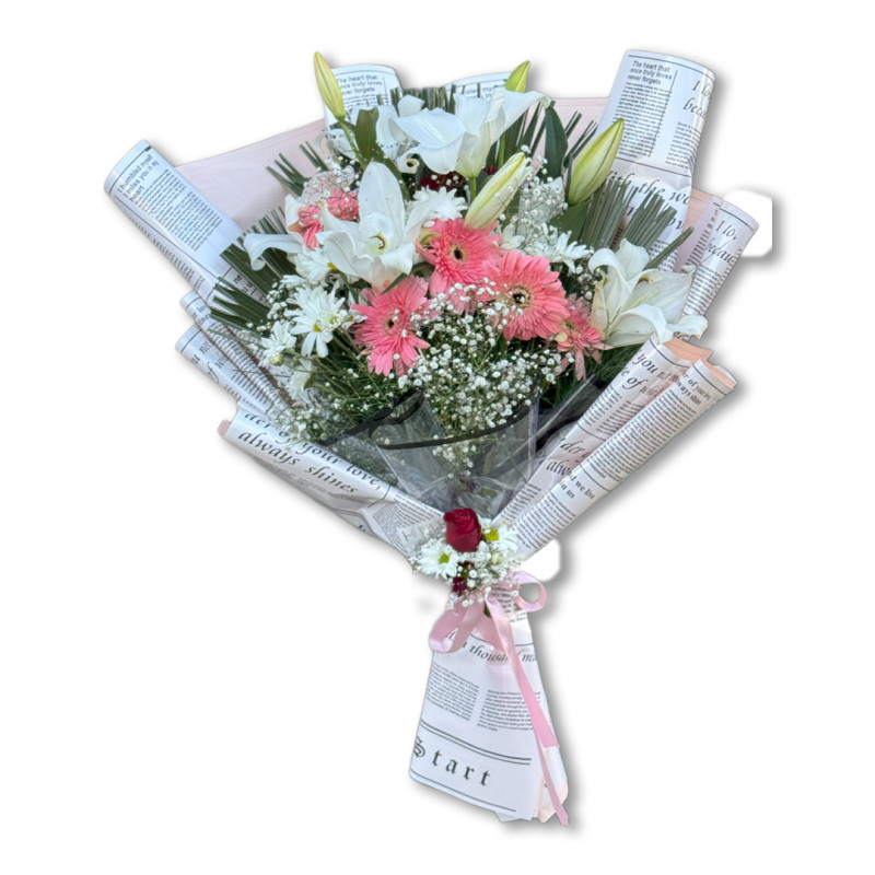 GAZETE KAĞIDI LİLYUM KARIŞIK BUKET