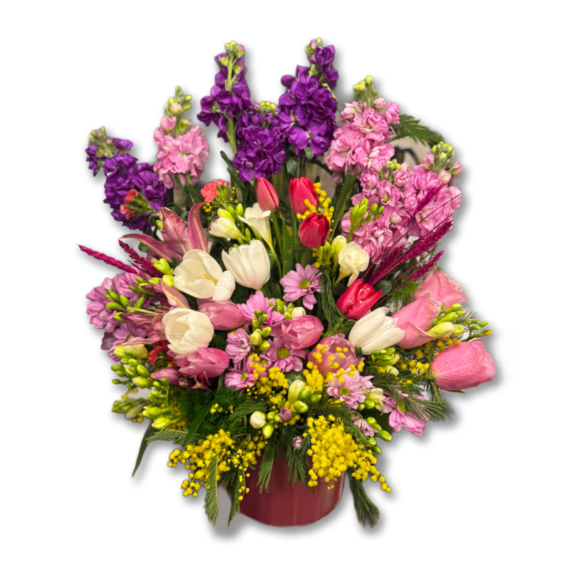 BÜYÜK SAKSIDA KARIŞIK ÇİÇEK ARAJMANI