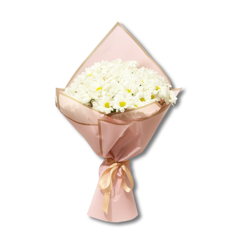 PEMBE BUKET KAĞIDI BEYAZ PAPATYA