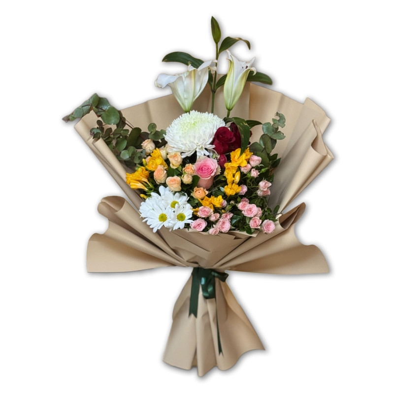 LİLYUM GÜL PAPATYA KUCAK DOLUSU 