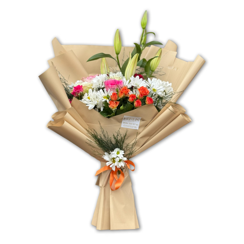 LİLYUM GÜL PAPATYA KUCAK DOLUSU 