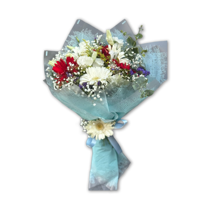 GERBERA KARIŞIK MAVİ BUKET KAĞIDI