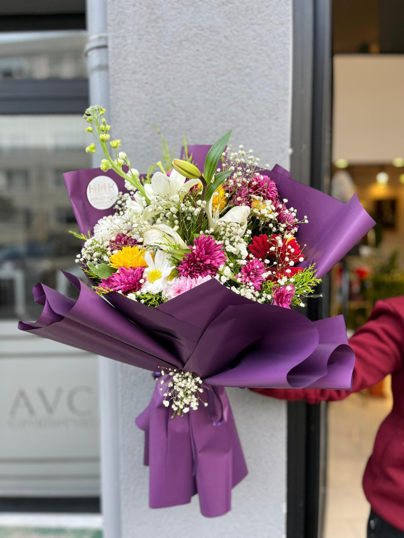 XL    KARIŞIK MOR KAĞIT BUKET