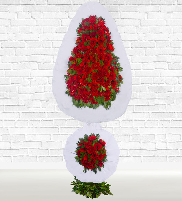 Kırmızı Çift Katlı Ayaklı Sepet Çelenk